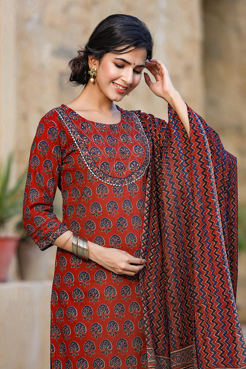 Rust Rayon Blend Suit Set