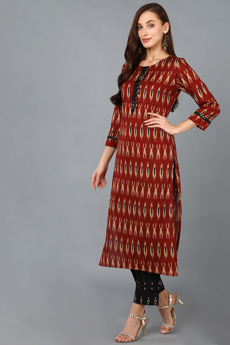 Brown Rayon Blend Straight Kurta Pant With Dupatta
