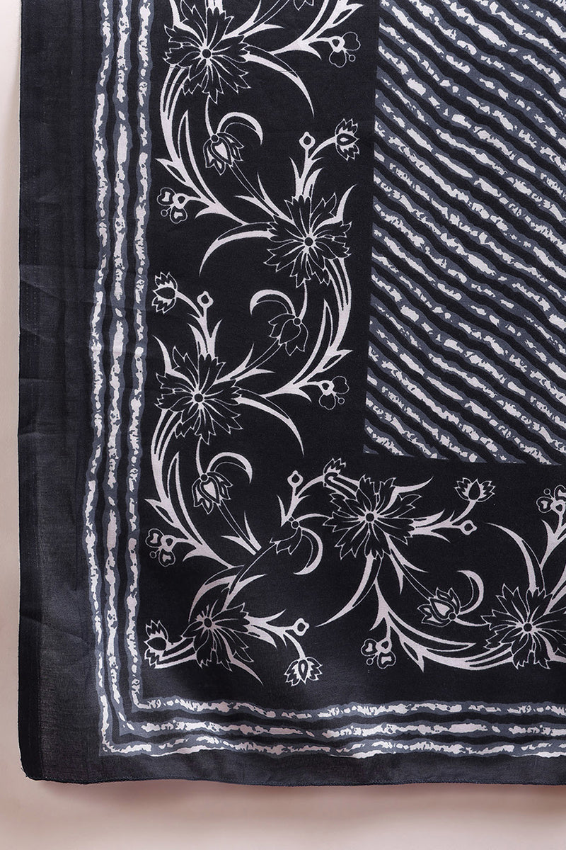 Navy Blue Rayon Blend Bandhani Printed Straight Suit Set