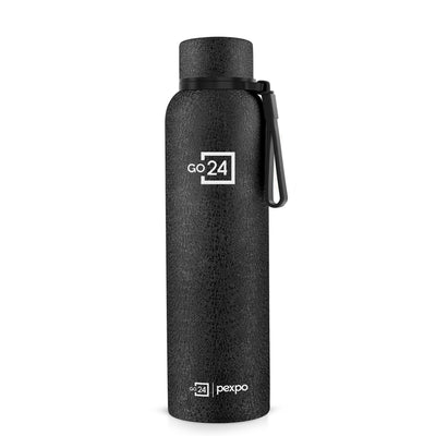 Go24 pexpo Bravo ISI Certified Triple Wall, Leakproof, BPA-Free Stainless Steel Insulated Flask - Black 980ml