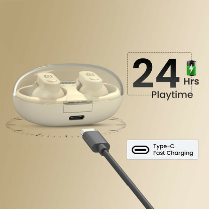 Portronics Harmonics Twins S16 Smart TWS BT Earbuds (Beige)