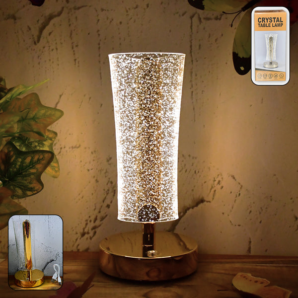 Crystal Table Lamp Sparkle Design Golden Base Led Decorative Bedside Lamp