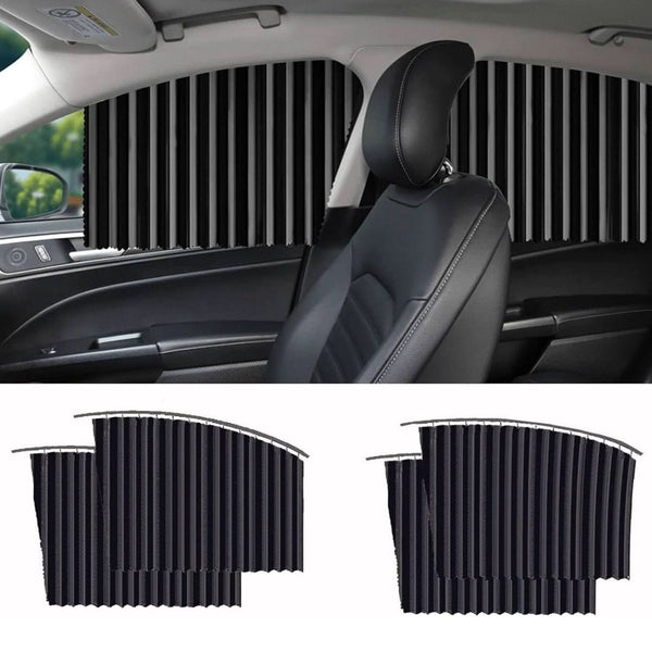 Car Window Curtains (4 Pcs) – Heat & Sunshade Protection with Hooks & Adhesive Tape