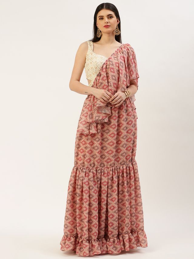 Bollywood Vogue Ready To Wear Multicolored Georgette Digital Printed Lehenga Set