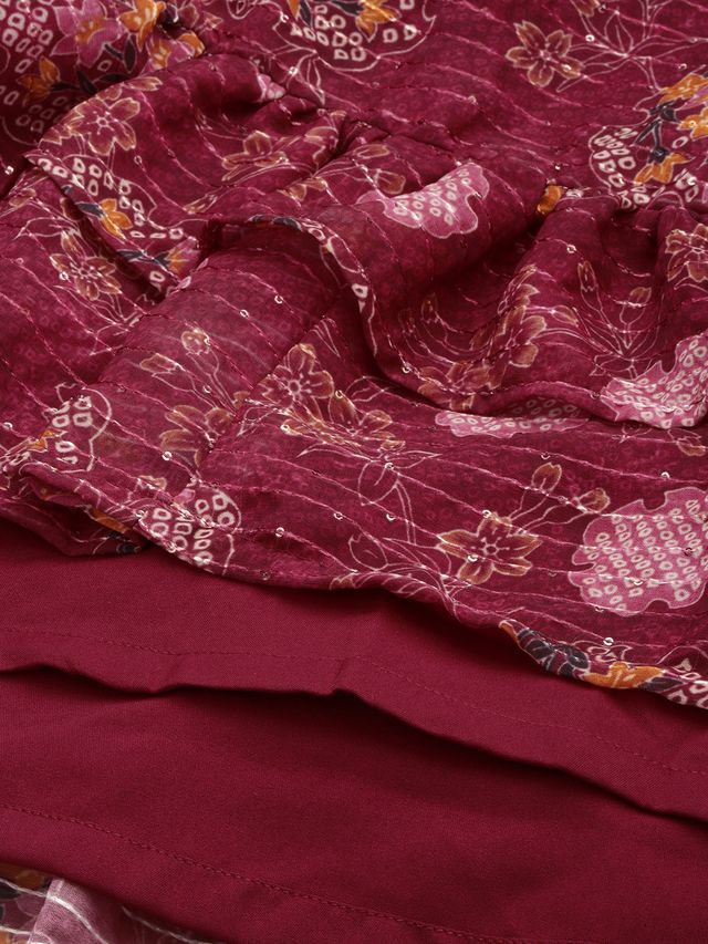 Bollywood Vogue Ready To Wear Wine Georgette Digital Printed Dress