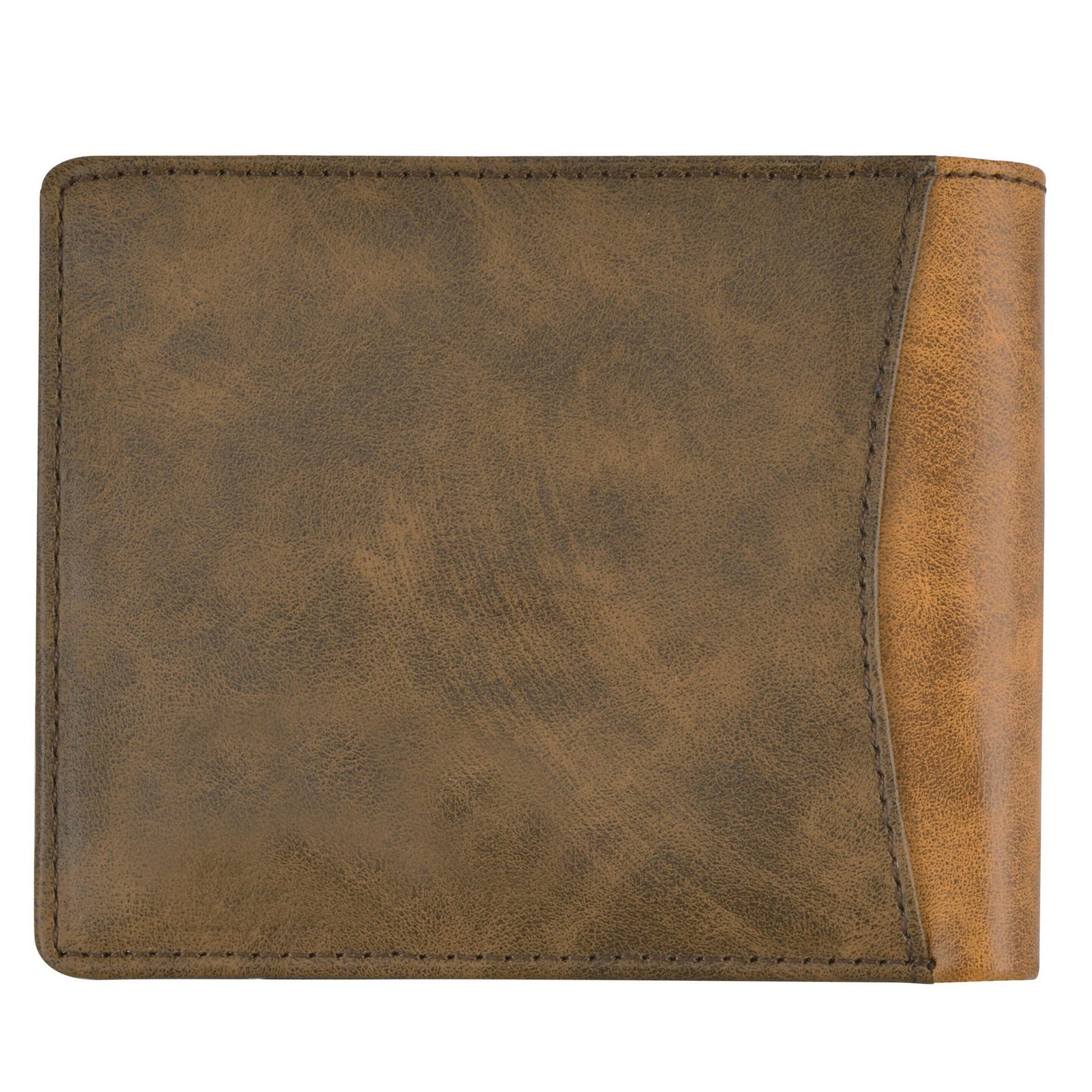 Lorem Brown-Tan Double Color Bi-Fold Faux Leather 7 ATM Card Slots Wallet For Men - HalfPe