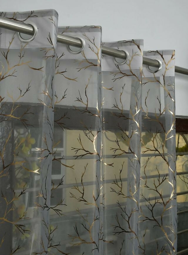Shree Decor Sheer Transparent Net Curtain – Design 4 (900 Series) | 7FT | Lightweight Decorative for Door, Window & Pooja Room
