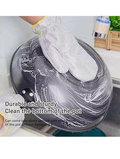 Non Scratch Wire Dishwashing Hand Gloves Easy Rinsing Waterproof Reusable Home Kitchen Utensils Cleaning Gloves for Washing Dish