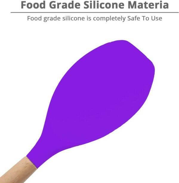 P-Plus International Premium Silicone Spatula Flexible & Heat Resistant Rubber Spatula with Wood Handle (Purple) - HalfPe