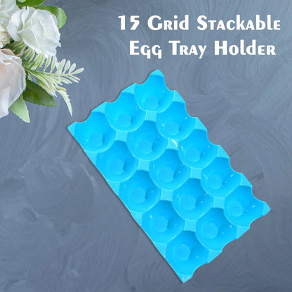 15 Cavity Plastic Egg Tray Egg Trays For Storage With 15 Eggs Holder (4 Pc Set)