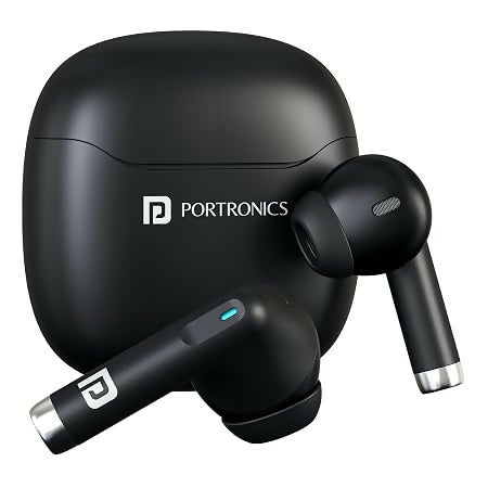 Portronics Twins S18 Pro in Ear TWS Earbuds with 30H Playtime, in Built HD Mic, Game/Music Mode, 13mm Dynamic Driver, Low Latency, Touch Control, Type C Fast Charging, Light Weight, Comfy Fit(Black)