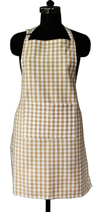 Lushomes Cotton Checks Kitchen Chef Apron with Pocket and Adjustable Buckle Size: 64X81 cm (Multicolour) - HalfPe