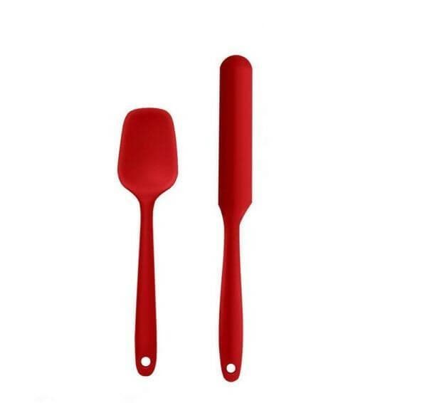 P-Plus International Silicone Non-Stick Heat Resistant Kitchen Utensil| Spatula Spoon (Pack of 2 RED) - HalfPe