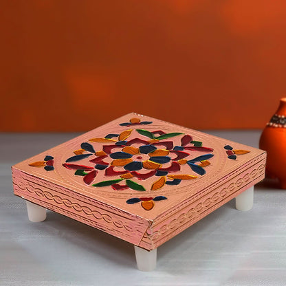 Multicolour Wooden Puja Bajot – Meenakari Chowki for Decor