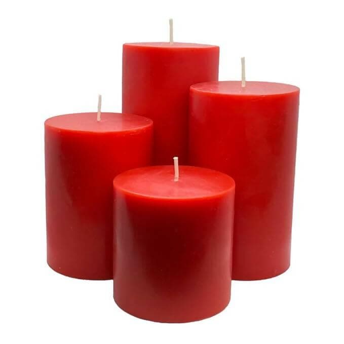 PROSPERRO LUMO by Parkash Paraffin Wax Scented Pillar Candle (Red Set of 4) - HalfPe