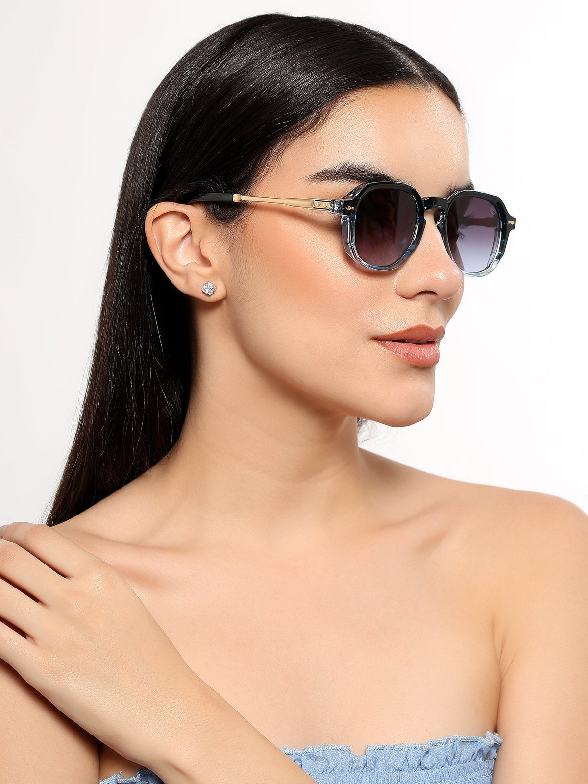 Pearl Blue & Clear Wayfarer Sunglasses for Men and Women - view 1