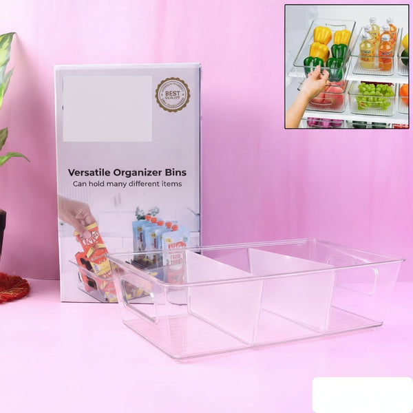 Plastic Refrigerator Organizer Bins Set Of 2 Stackable Fridge Organizers With Handle Clear Organizing Food Fruit Vegetables Pantry Storage Bins For Freezer Kitchen Cabinet Organization And Storage (2 Pcs Set Mix Color)