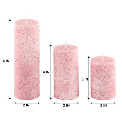 PROSPERRO LUMO Paraffin Wax By Parkash Candles Set Of 3 Fragrance Pillar Candles Marble Finish (Baby Pink - White Sage) - HalfPe