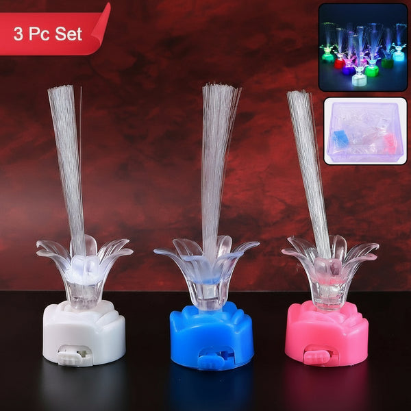 Multi-color Led Fiber Optic Flower Night Lamps (Mix Color  3 Pc)