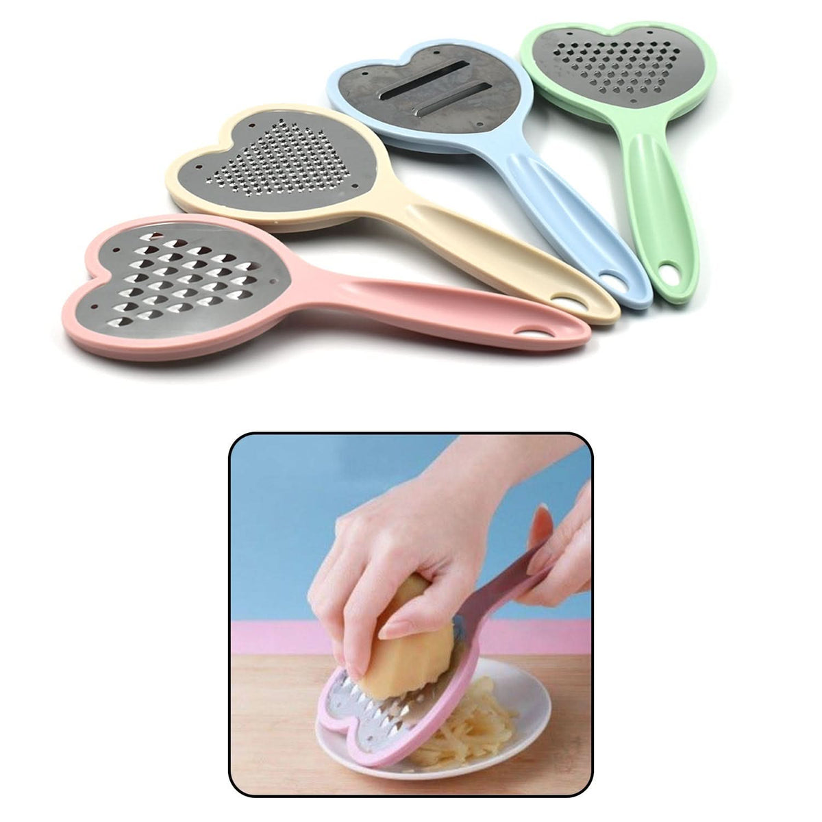 Heart Shaped Grater & Slicer Set Perfect for Fruits & Veggies HP DD