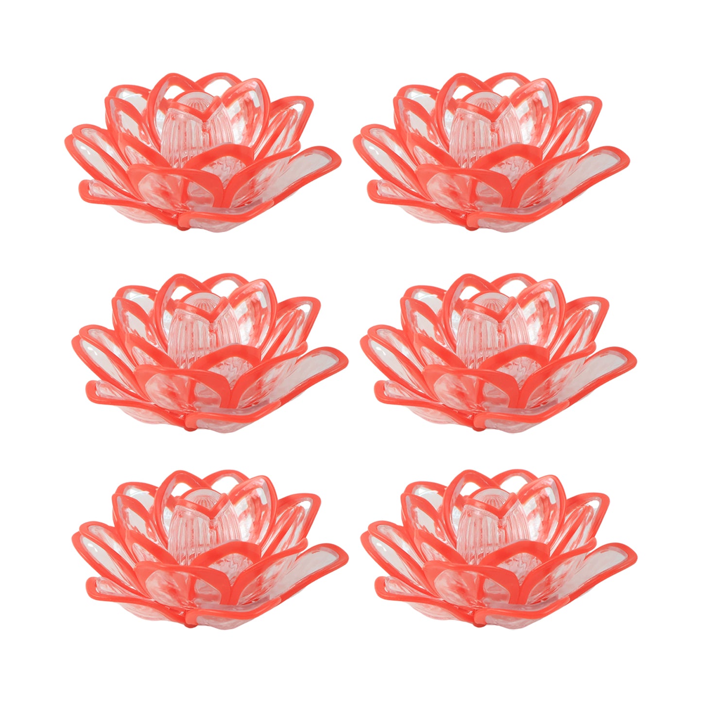 Set Of 6 Lotus Shaped Led Flameless Decorative Candles