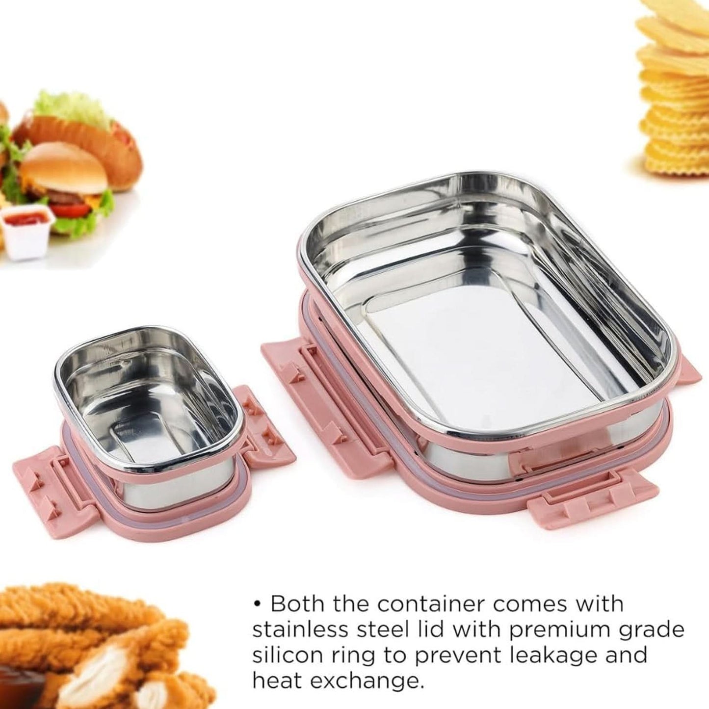 Premium Stainless Steel Airtight Lunch Box Set – 2 Pc