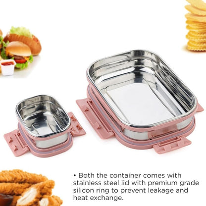 Premium Stainless Steel Airtight Lunch Box Set – 2 Pc