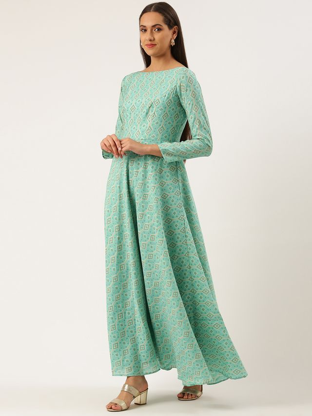 Bollywood Vogue Ready To Wear Blue Printed Jacket Anarkali Suit