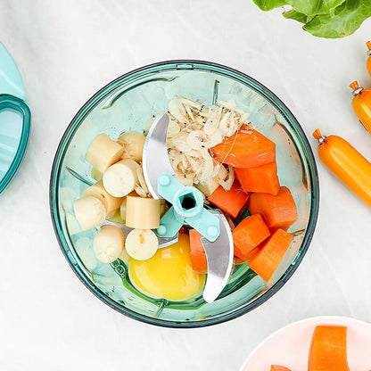 Manual Stainless Steel Vegetable Chopper 5 Blades, 750ml Compact Slicer