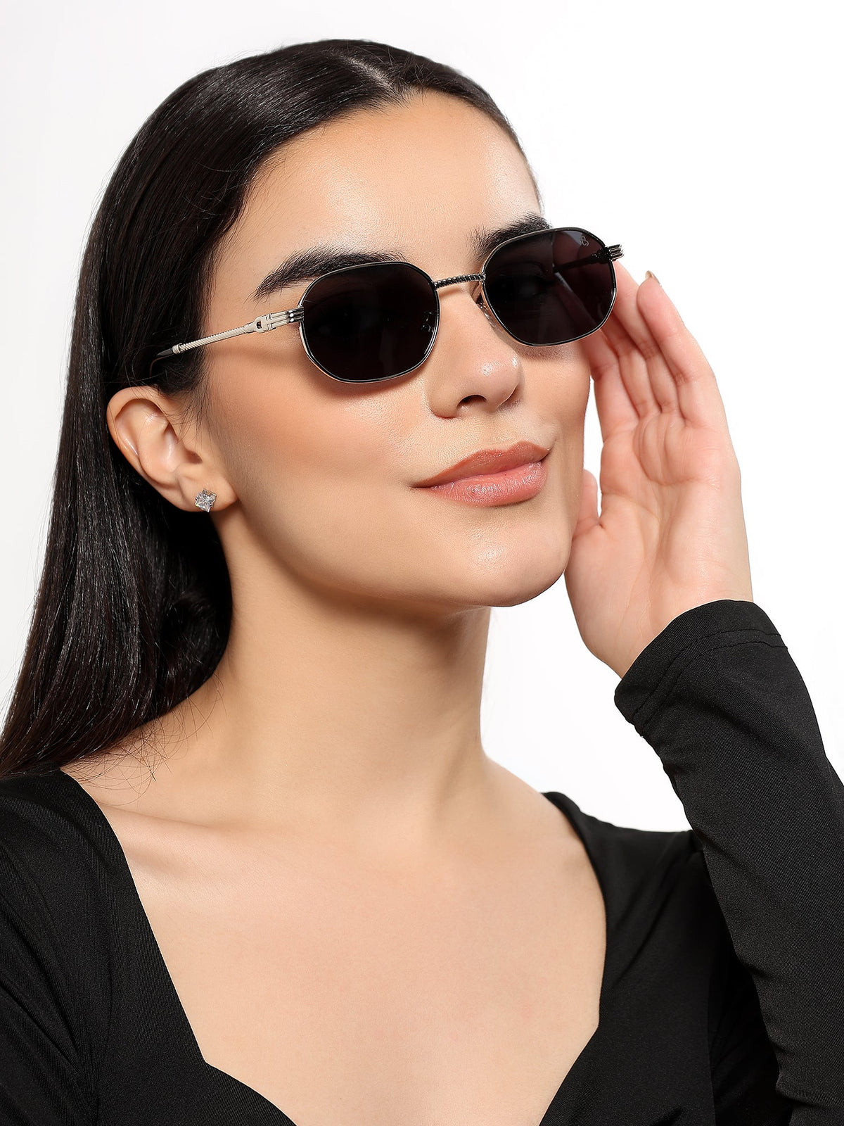 Imperial Silver Rectangle Sunglasses for Men and Women - view 1