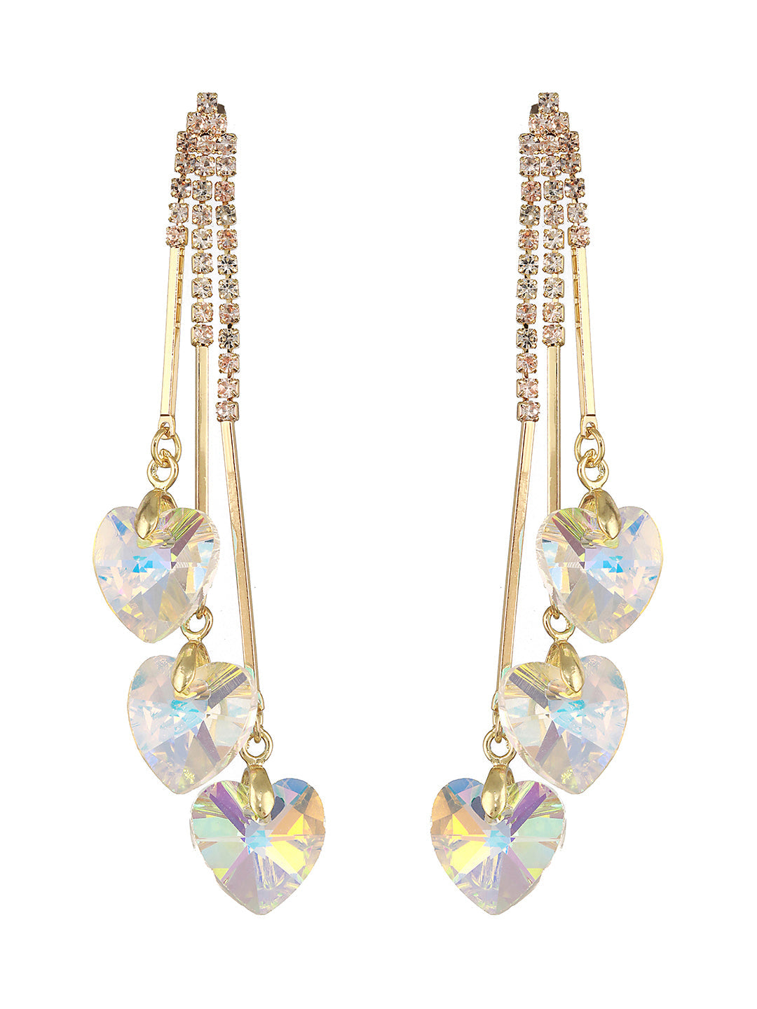 Jazz And Sizzle¬†Gold-Plated Silver Toned & Cz Stone-Studded Drop Earrings