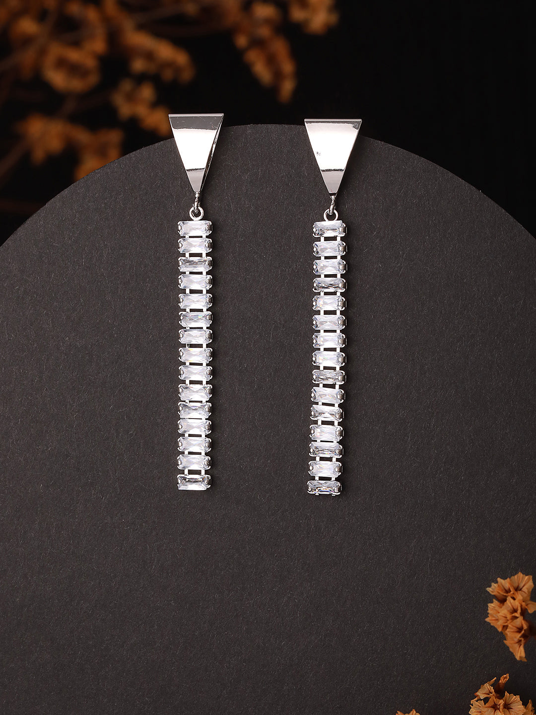 Jazz And Sizzle Silver Plated Contemporary Drop Earrings