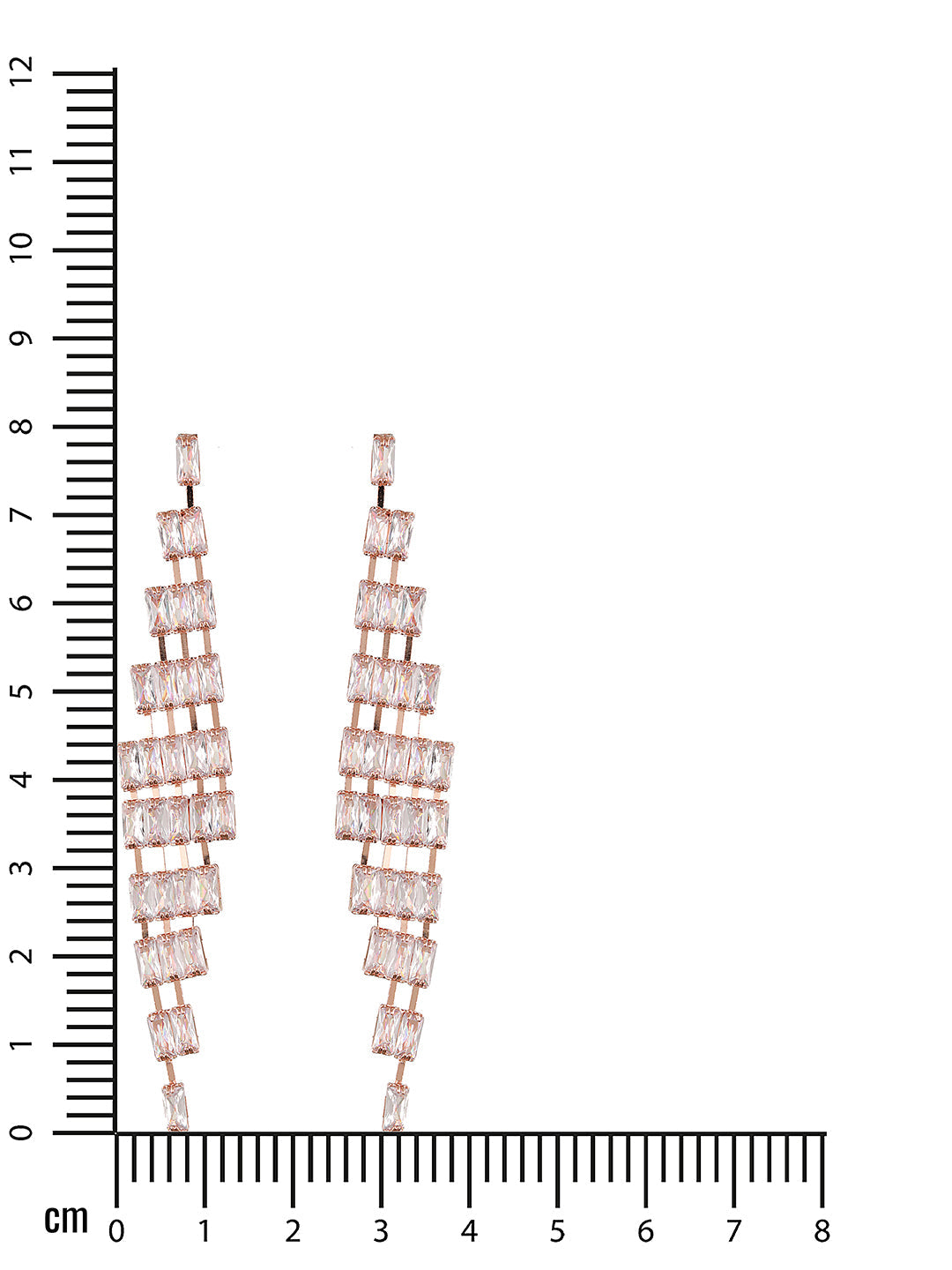 Silver-Toned Rose Gold-Plated Cz Studded Contemporary Drop Earrings