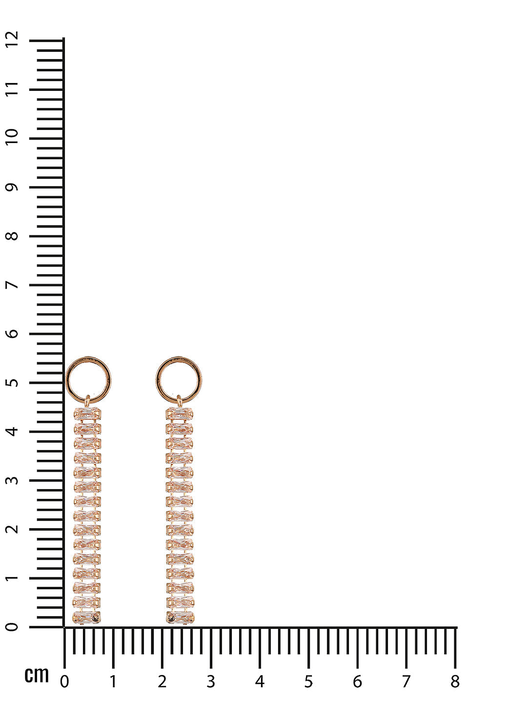 Silver-Toned Rose Gold-Plated Cz Studded Contemporary Drop Earrings