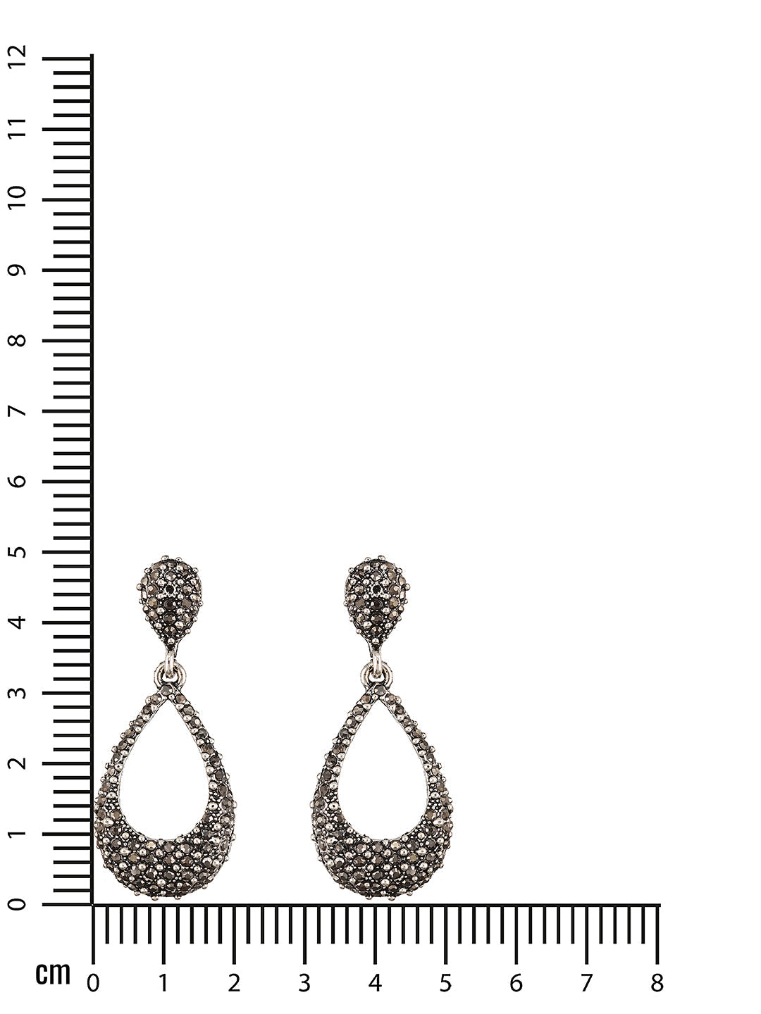 Oxidized Black Teardrop Shaped Drop Earrings