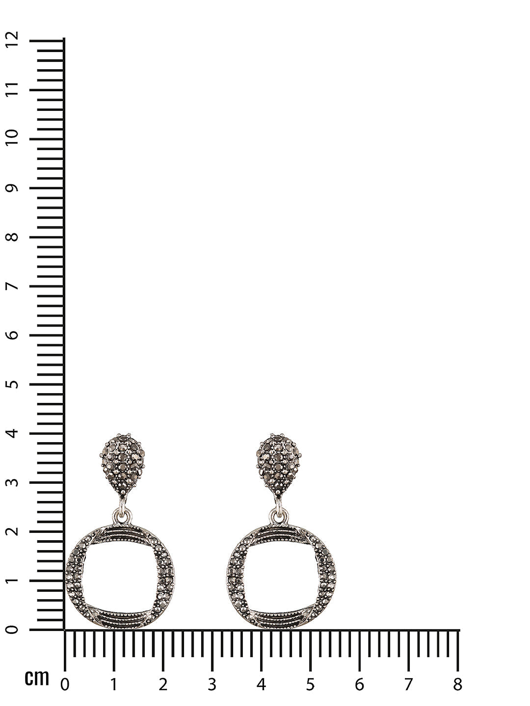 Silver-Toned Circular Drop Earrings