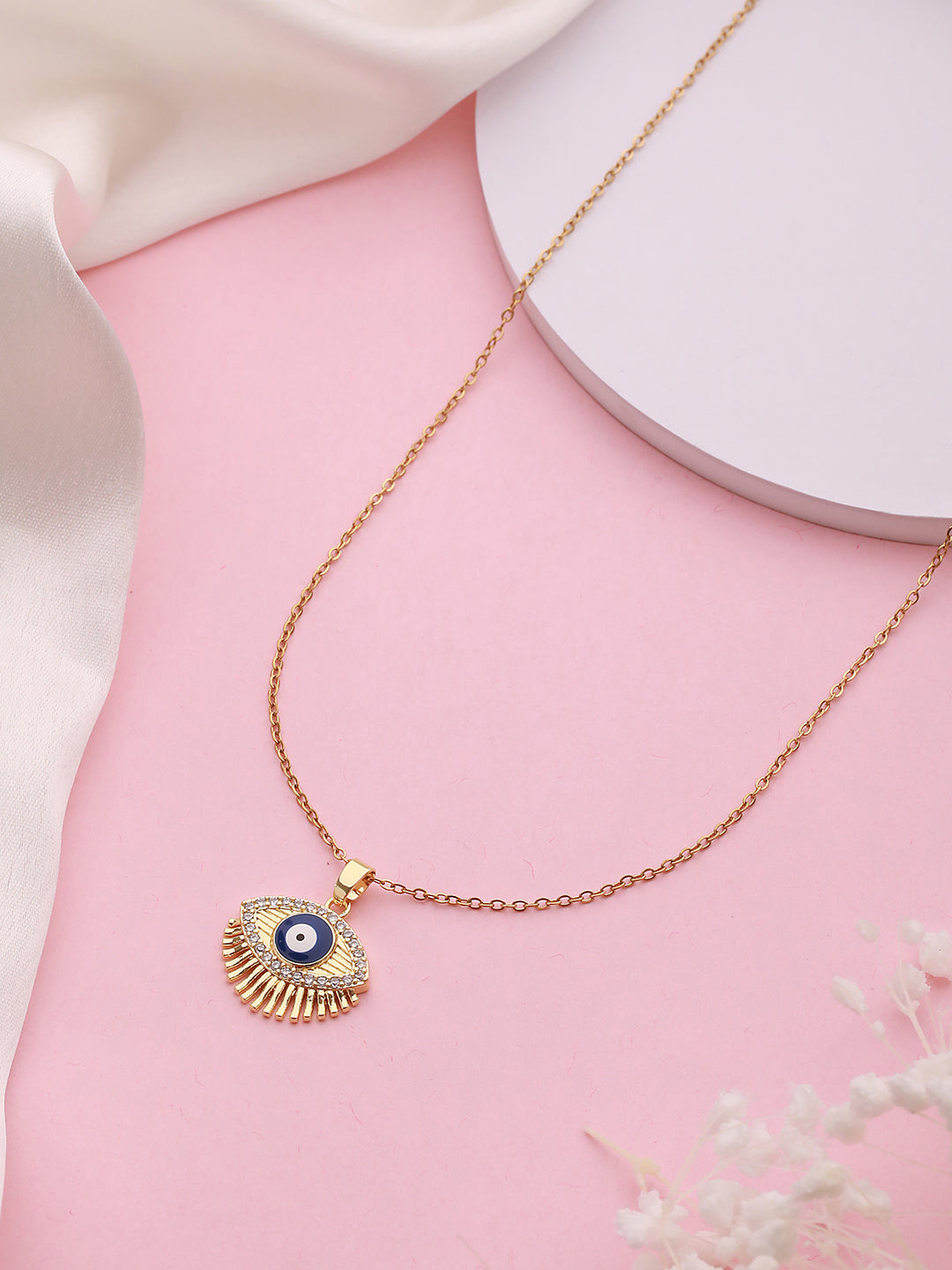 Jazz And Sizzle Evil Eye Pendant Gold-Plated Chain
