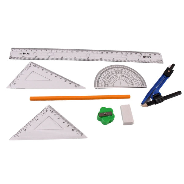 9-in-1 Stationery Set for School, Student & Office – Drafting Tools & Rulers (1 Set)