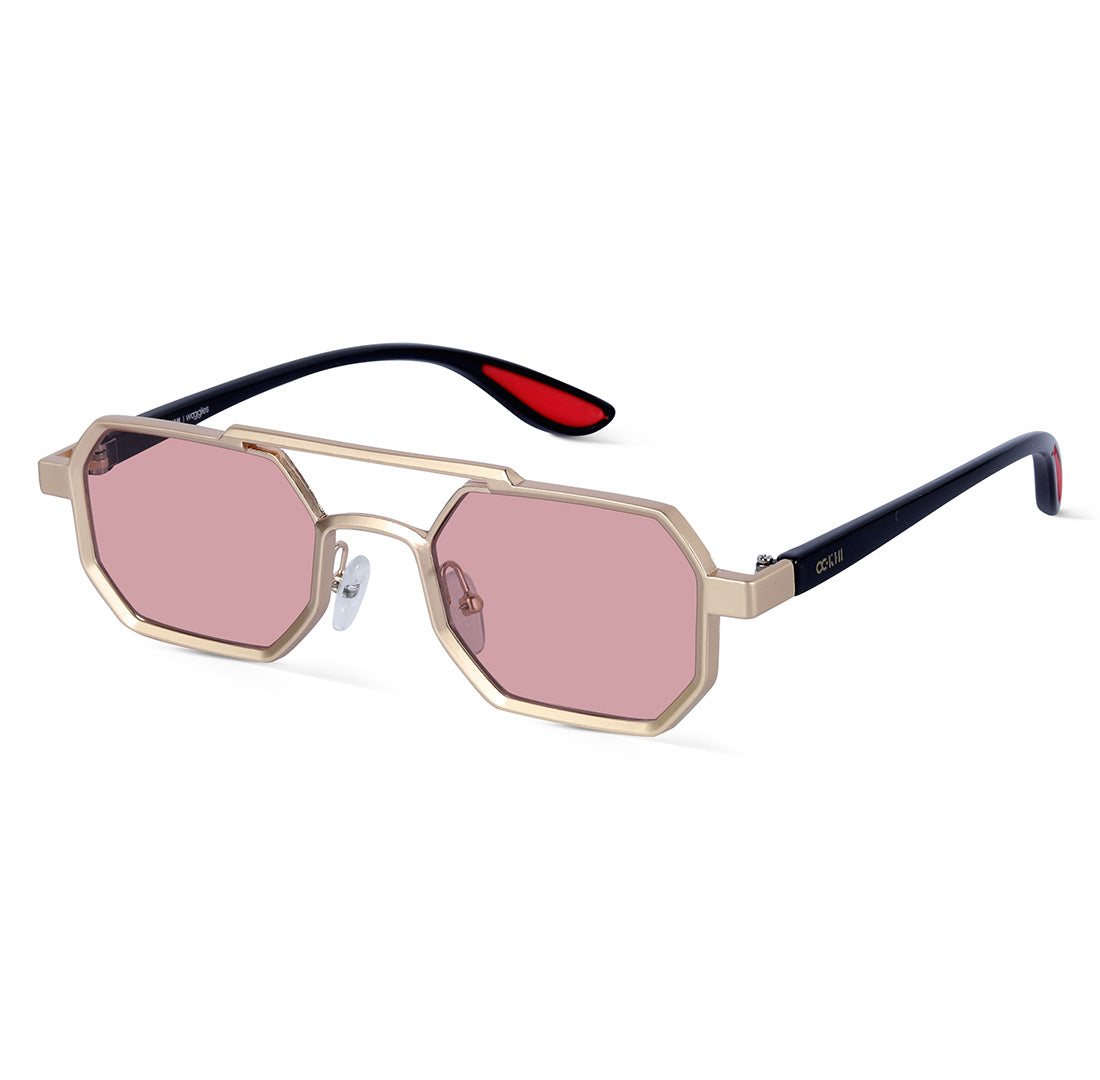 Pink Ockhi Exhale Pink Hexagonal Sunglasses