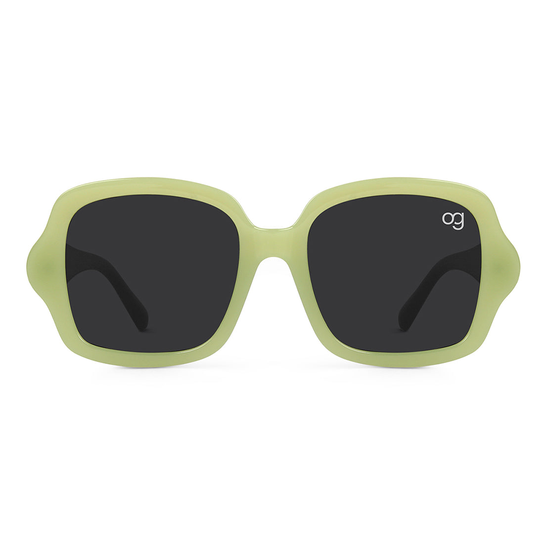 Sage Green Monochromatic Square Sunglasses - View 3