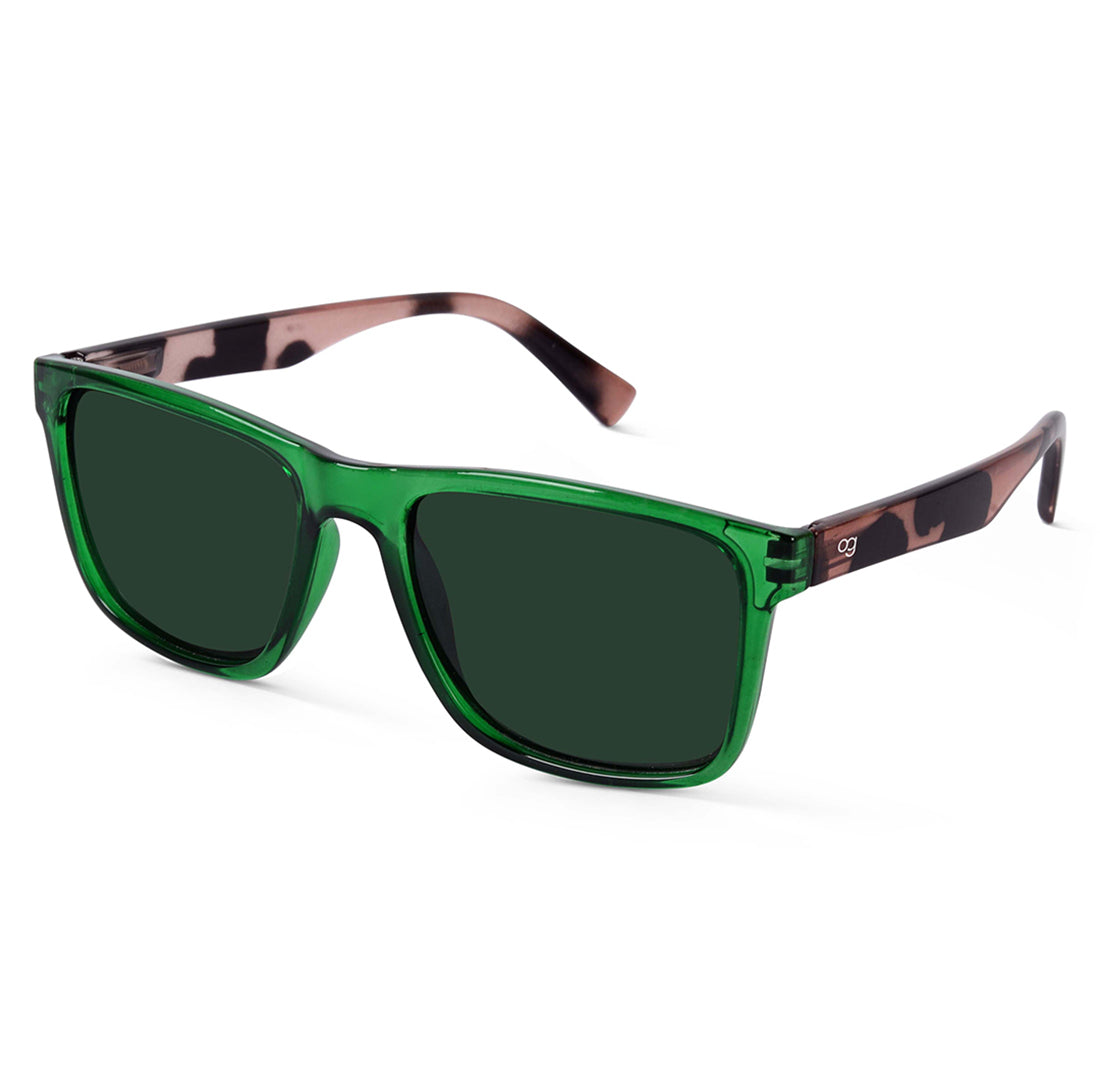 Green Auralite Polarized Square Sunglasses