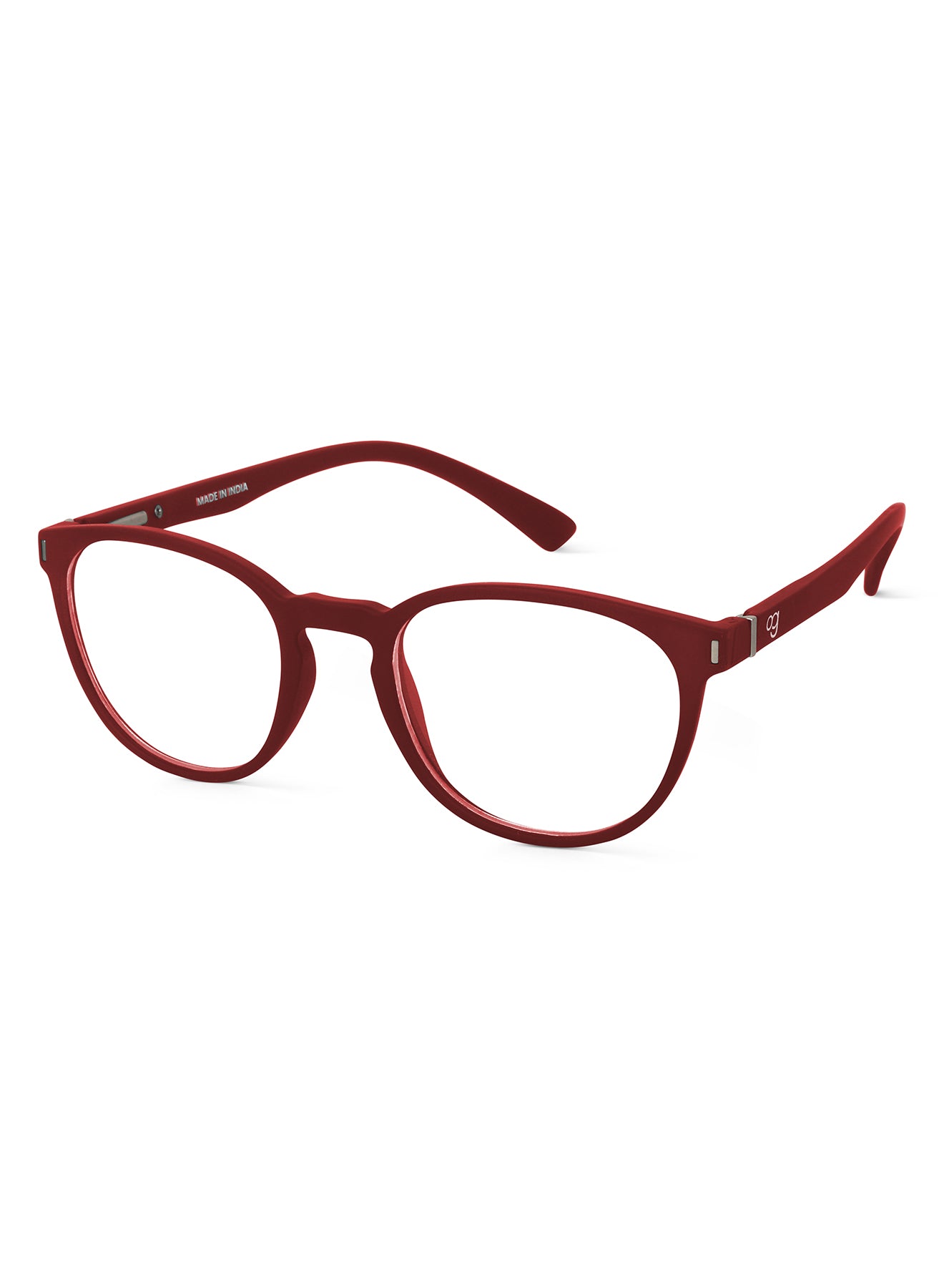Burgundy Noctra Round Blue Screen Glasses