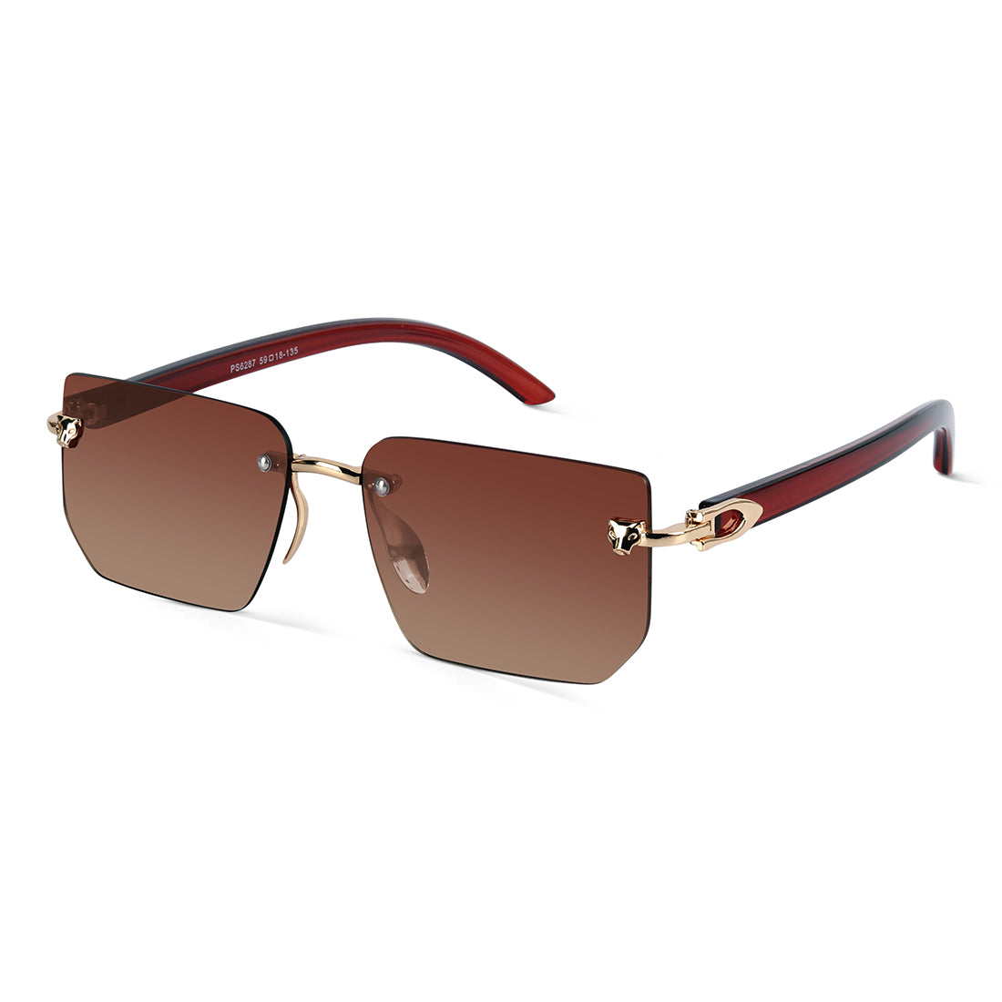 Brown Fred Brown Rimless Rectangle Sunglasses