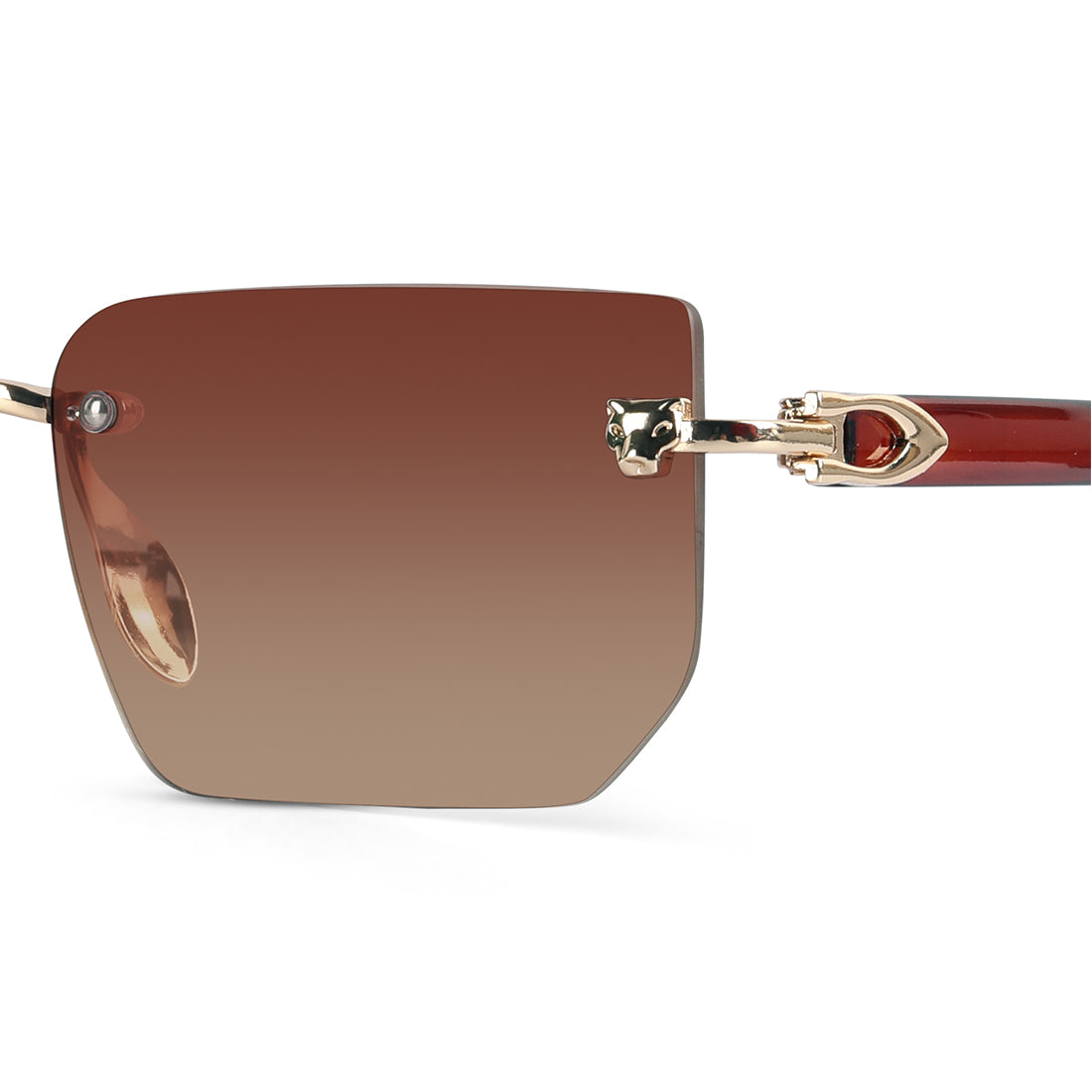Brown Fred Brown Rimless Rectangle Sunglasses - View 2