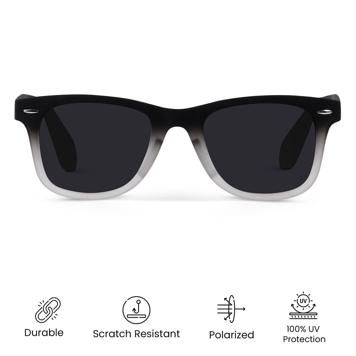 Matte Black Polarized Wayfarer Sunglasses - View 34