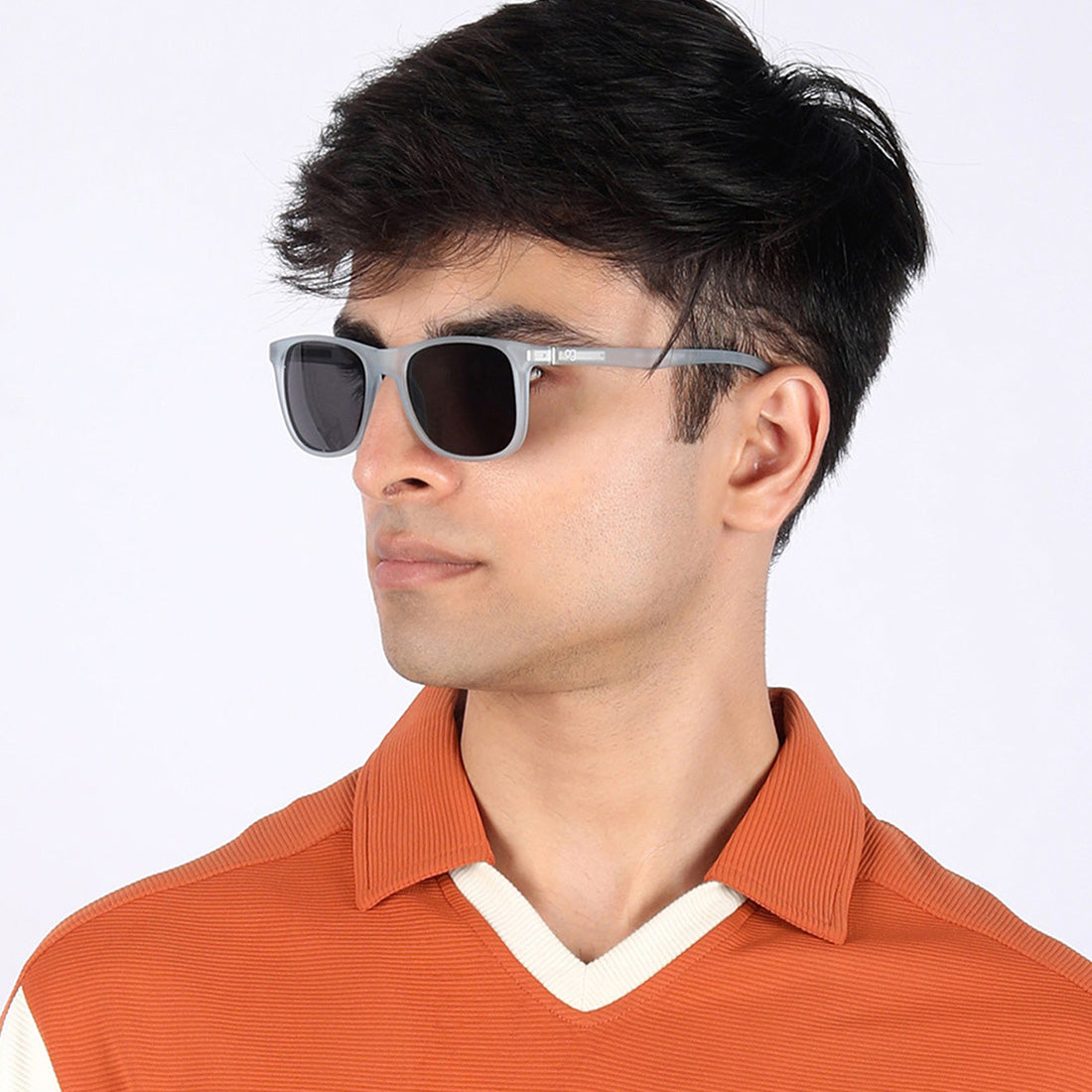 Blue Transparent Polarized Square Sunglasses - View 5