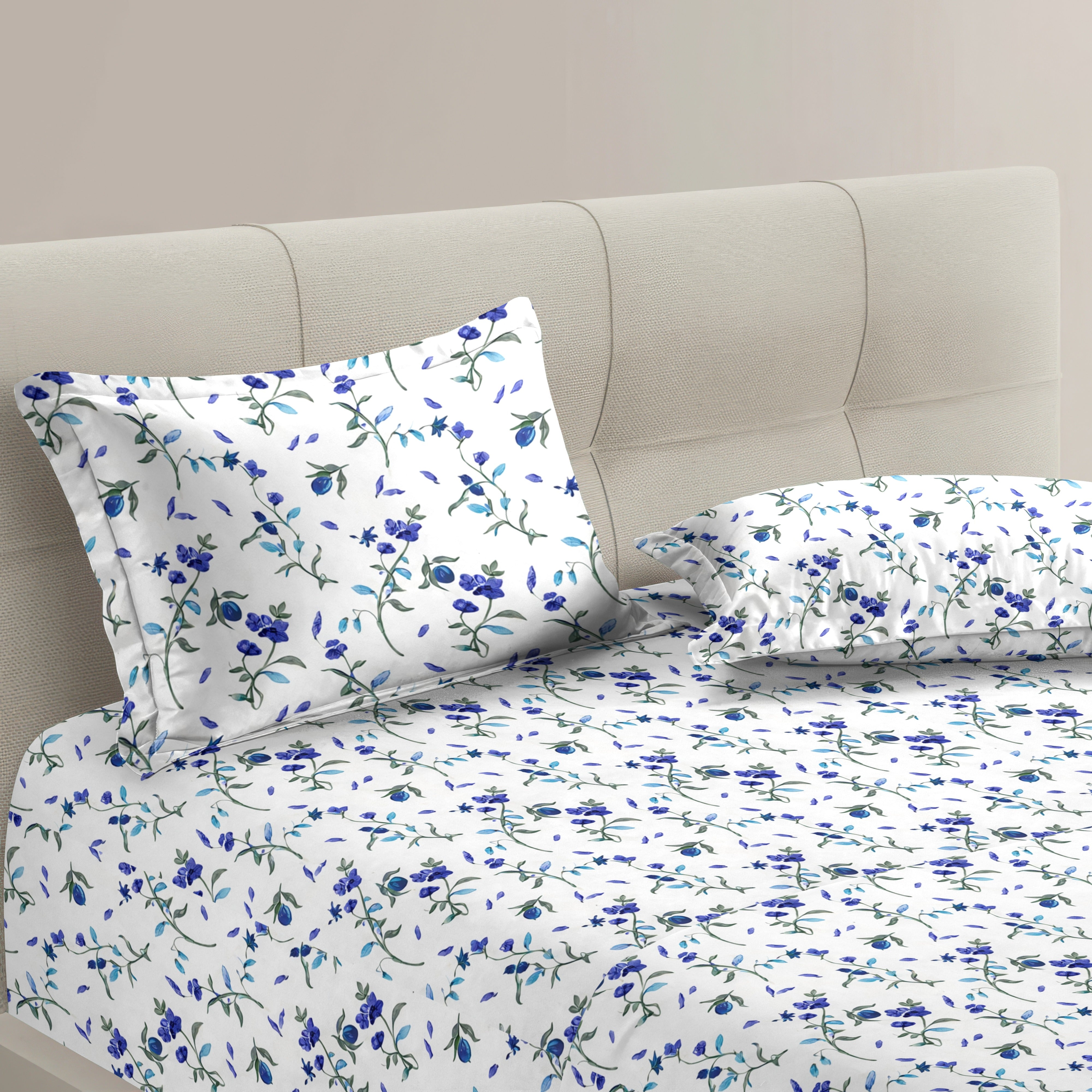 Petal 100% Pure Cotton Collection Percale Super King Bedsheet With 2 Pillow Covers
