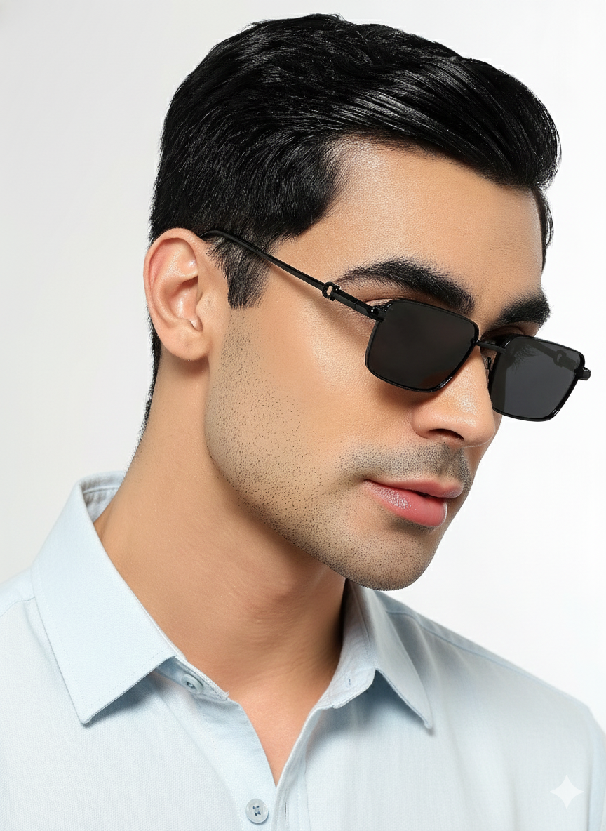 Mocha Black Rectangle Sunglasses for Men and Women - view 1