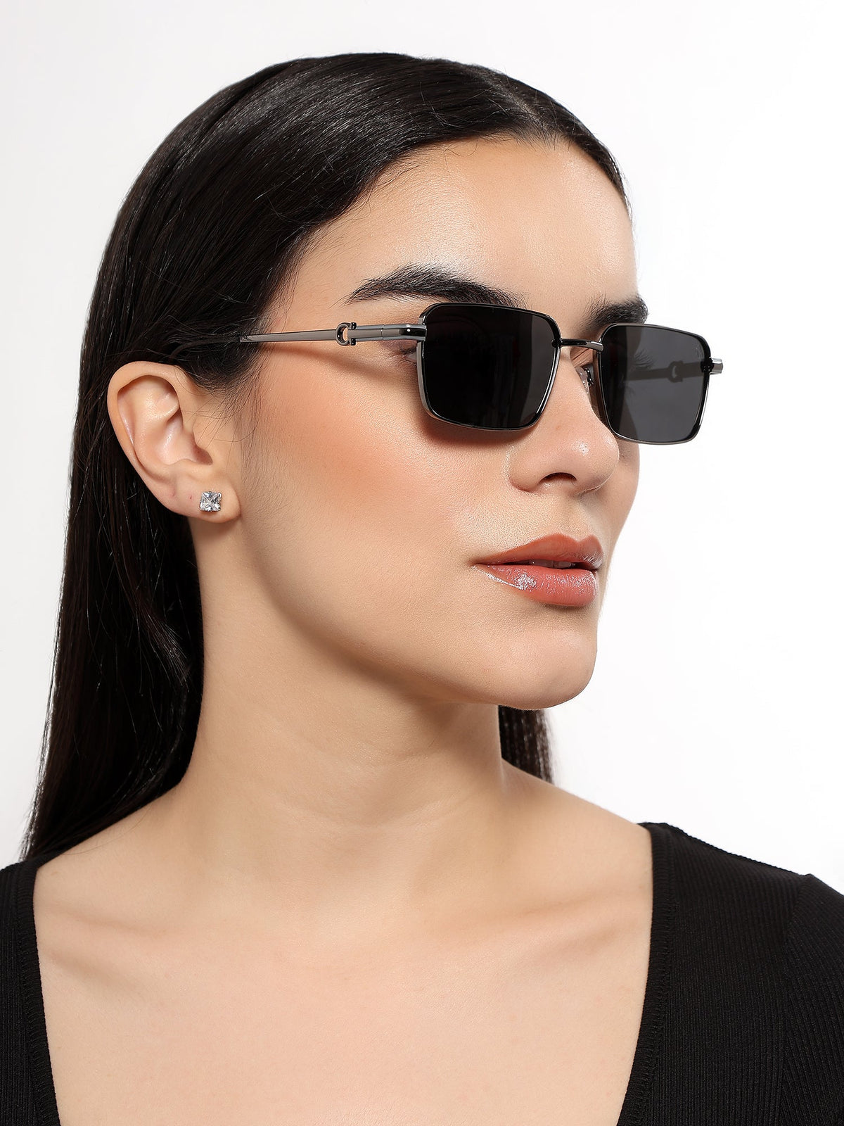 Mocha Grey Rectangle Sunglasses for Men and Women - view 7