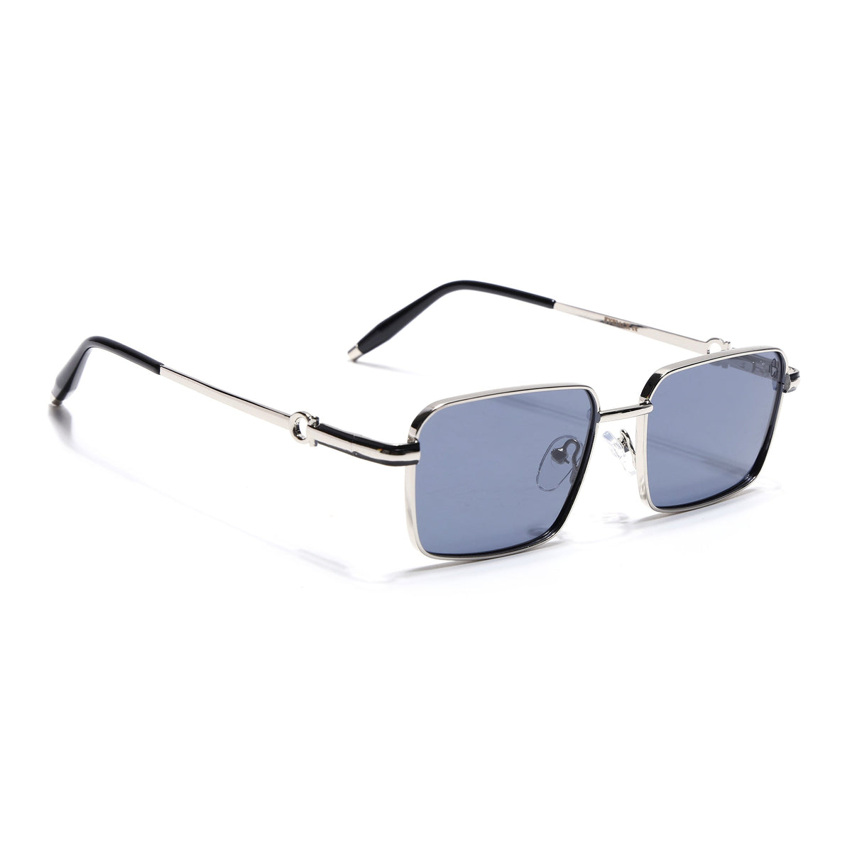 Mocha Silver Rectangle Sunglasses for Men and Women - view 2